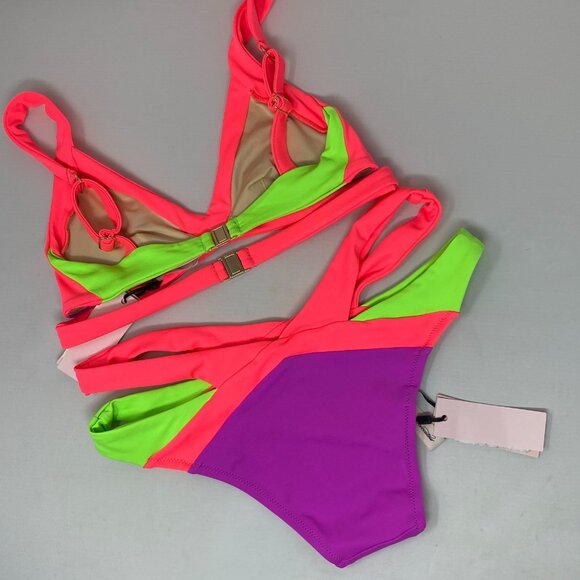Agent Provocateur Mazzy Pink Green Purple Bikini Set AP4 Large NWT - Picture 8 of 12